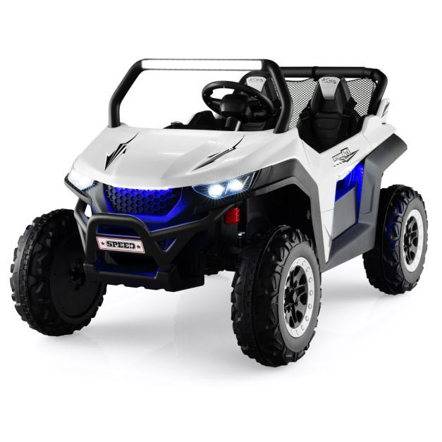 2 Sitzer UTV Buggy 12V Kinderauto mit Musik und Scheinwerfer 118 x 74 x 71 cm weiss