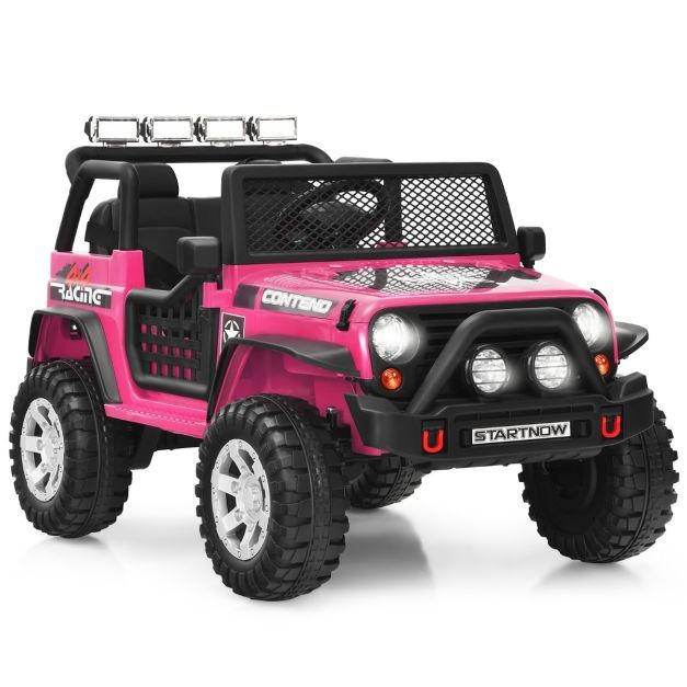 12V Kinder Elektroauto Geländewagen mit Fernbedienung &amp; Licht &amp; Musik Elektrisches Kinderfahrzeug rosa