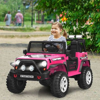 12V Kinder Elektroauto Geländewagen mit Fernbedienung & Licht & Musik Elektrisches Kinderfahrzeug rosa