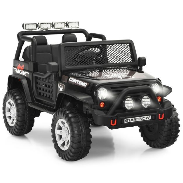 12V Kinder Elektroauto Geländewagen mit Fernbedienung &amp; Licht &amp; Musik Elektrisches Kinderfahrzeug schwarz