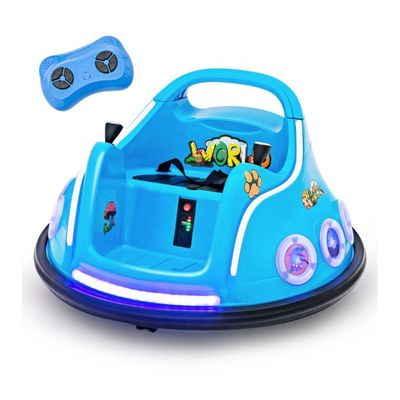 12V Kinder Autoscooter 360 Grad Drehung mit Musik &amp; Lichtern &amp; Fernbedienung blau