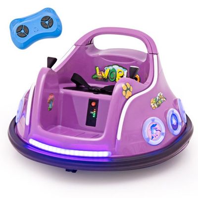 12V Kinder Autoscooter 360 Grad Drehung mit Musik &amp; Lichtern &amp; Fernbedienung lila