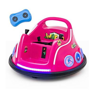 12V Kinder Autoscooter 360 Grad Drehung mit Musik &amp; Lichtern &amp; Fernbedienung rosa