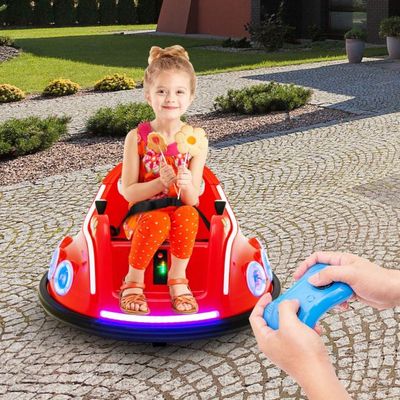 12V Kinder Autoscooter 360 Grad Drehung mit Musik &amp; Lichtern &amp; Fernbedienung rot