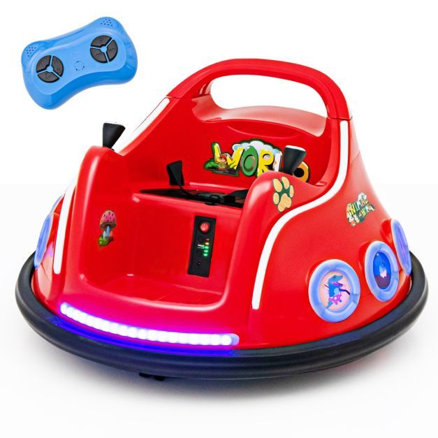 12V Kinder Autoscooter 360 Grad Drehung mit Musik &amp; Lichtern &amp; Fernbedienung rot