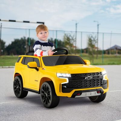 Kinder Chevrolet Elektroauto mit 2,4G Fernsteuerung & Federung & Lichtern & Musik gelb