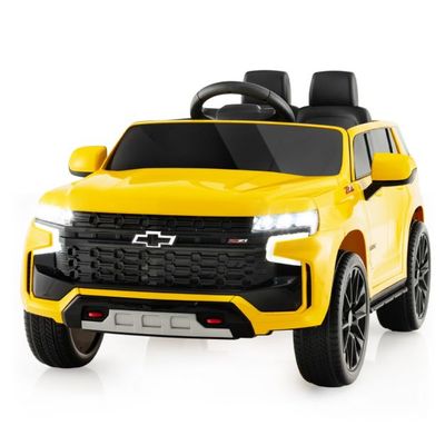 Kinder Chevrolet Elektroauto mit 2,4G Fernsteuerung &amp; Federung &amp; Lichtern &amp; Musik gelb