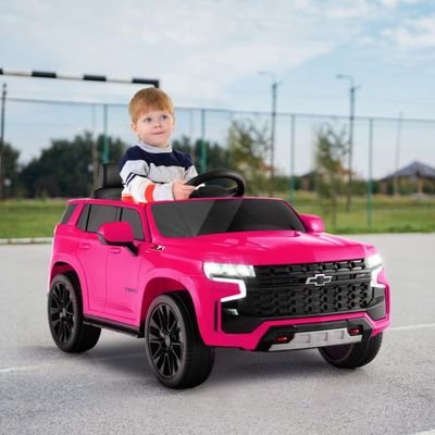 Kinder Chevrolet Elektroauto mit 2,4G Fernsteuerung &amp; Federung &amp; Lichtern &amp; Musik rosa