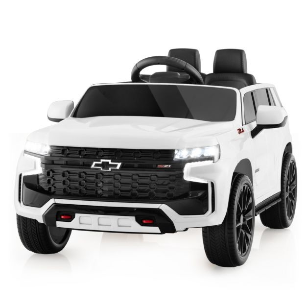 Kinder Chevrolet Elektroauto mit 2,4G Fernsteuerung &amp; Federung &amp; Lichtern &amp; Musik weiss