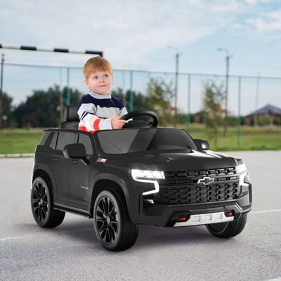 Kinder Chevrolet Elektroauto mit 2,4G Fernsteuerung &amp; Federung &amp; Lichtern &amp; Musik schwarz