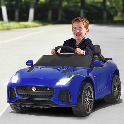 Elektro Kinderauto Jaguar mit Hupe &amp; Scheinwerfer &amp; 2,4G Fernbedienung blau