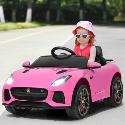 Elektro Kinderauto Jaguar mit Hupe & Scheinwerfer & 2,4G Fernbedienung rosa