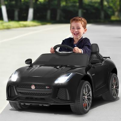 Elektro Kinderauto Jaguar mit Hupe & Scheinwerfer & 2,4G Fernbedienung schwarz