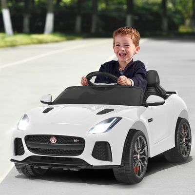 Elektro Kinderauto Jaguar mit Hupe & Scheinwerfer & 2,4G Fernbedienung weiss