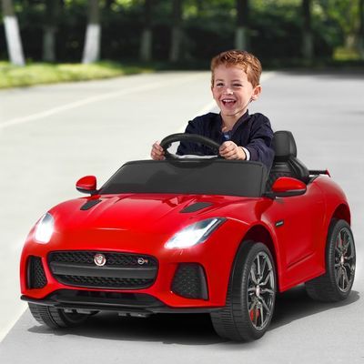 Elektro Kinderauto Jaguar mit Hupe & Scheinwerfer & 2,4G Fernbedienung rot
