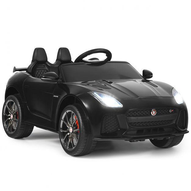 Elektro Kinderauto Jaguar mit Hupe &amp; Scheinwerfer &amp; 2,4G Fernbedienung schwarz