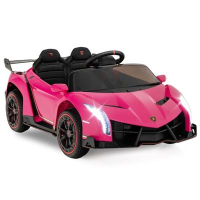 Kinder Lamborghini Elektroauto mit Fernbedienung &amp; LED Scheinwerfer &amp; Hupe &amp; Musik rosa
