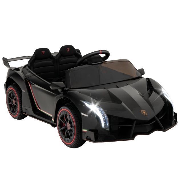 Kinder Lamborghini Elektroauto mit Fernbedienung &amp; LED Scheinwerfer &amp; Hupe &amp; Musik schwarz