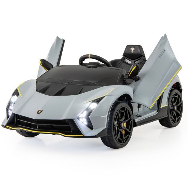 Kinder Elektroauto Lamborghini mit Fernbedienung &amp; LED-Leuchten &amp; Hupe 3 Gang grau