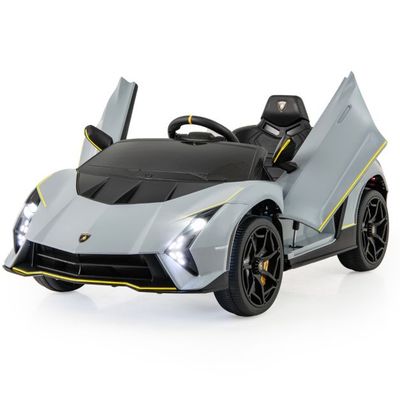 Kinder Elektroauto Lamborghini mit Fernbedienung &amp; LED-Leuchten &amp; Hupe 3 Gang grau
