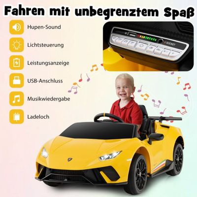 Kinder Elektroauto Lamborghini 12V Kinderauto mit Fernbedienung Gelb