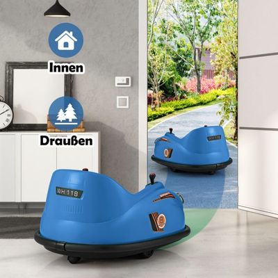 12V Autoscooter Kinder Elektro Bumper Car mit Fernsteuerung & LED-Lichtern & Musik Blau