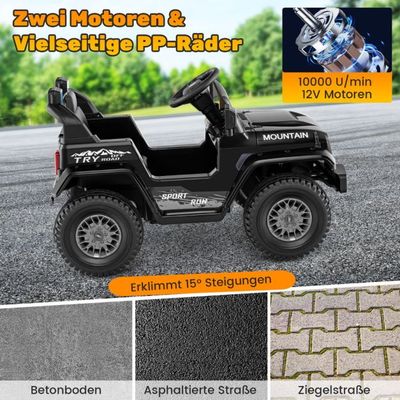Kinder Elektro Jeep mit Doppelmotor 4-fach-Federung schwarz