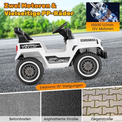 Kinder Elektro Jeep mit Doppelmotor 4-fach-Federung weiss