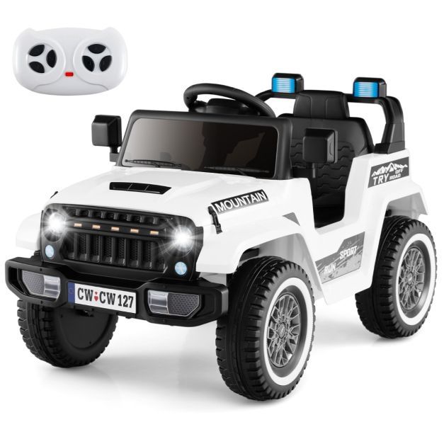 Kinder Elektro Jeep mit Doppelmotor 4-fach-Federung weiss