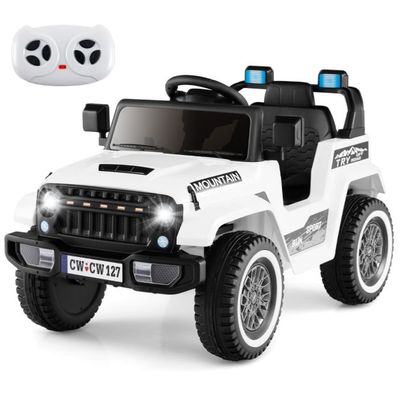 Kinder Elektro Jeep mit Doppelmotor 4-fach-Federung weiss
