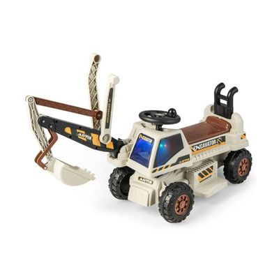 Elektrischer 6V Kinder Sitzbagger mit drehbarer &amp; verstellbarer Schaufel &amp; Musik Schwarz + Grau
