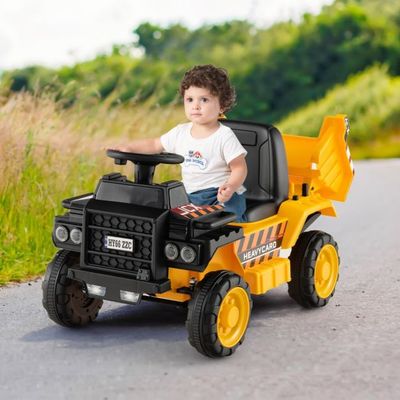 Elektrischer Kinder Muldenkipper, Baufahrzeug, LKW Gelb