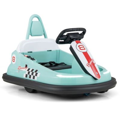 6V Kinder Autoscooter mit Musik &amp; Lichtern &amp; 360° Rotation Elektroauto Bumper car 1,5-3 km/h Grün