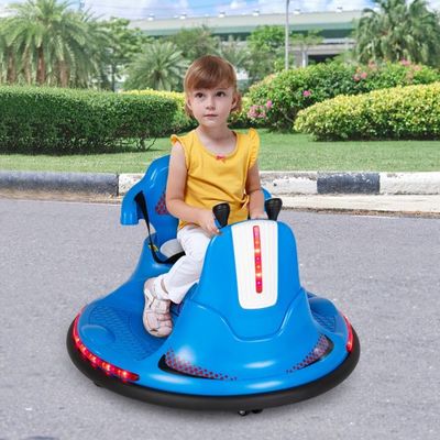 6V Kinder Autoscooter 360 Grad Drehung mit Musik &amp; bunten LED Lichtern Blau