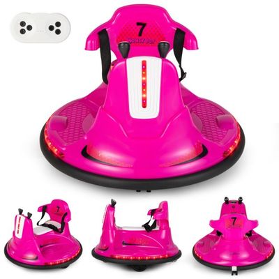 6V Kinder Autoscooter 360 Grad Drehung mit Musik &amp; bunten LED Lichtern rosa