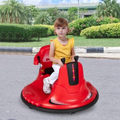 6V Kinder Autoscooter 360 Grad Drehung mit Musik & bunten LED Lichtern rot