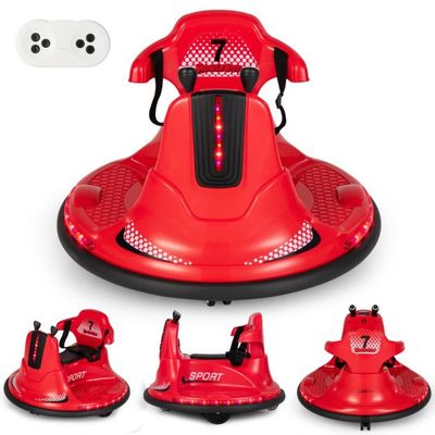6V Kinder Autoscooter 360 Grad Drehung mit Musik &amp; bunten LED Lichtern rot