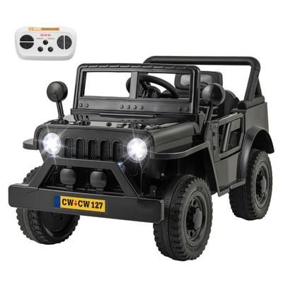 Kinderauto mit 12-V-Akku Elektrofahrzeug Jeep Geländewagen Schwarz