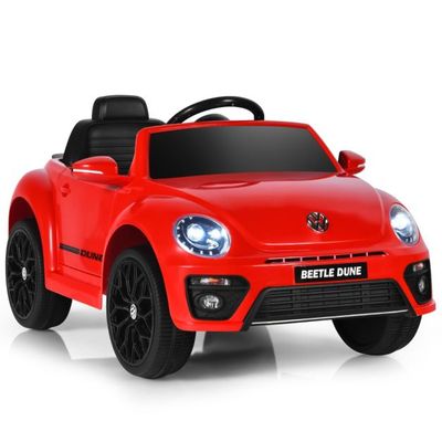 VW Käfer Beetle Kinderauto mit Musik &amp; 2 Beleuchtungsmodi inkl. 2,4G Fernbedienung Rot