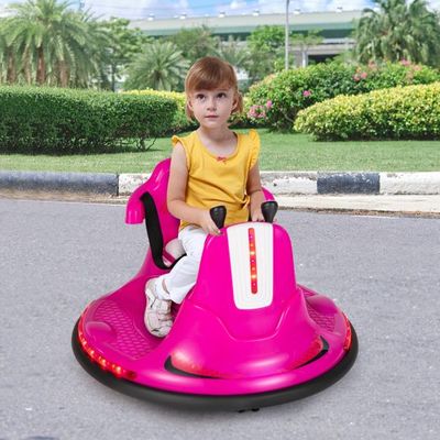 6V Kinder Autoscooter 360 Grad Drehung mit Musik & bunten LED Lichtern rosa