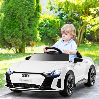 Audi RS Kinder Elektroauto mit 2,4 G Fernbedienung mit Musik und Scheinwerfer weiss