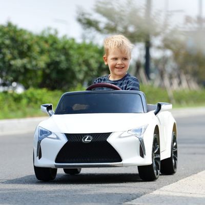 Lexus LC500 Kinder Elektroauto mit 2,4G Fernsteuerung & LED Leuchten & Musik Kinderfahrzeug Weiss