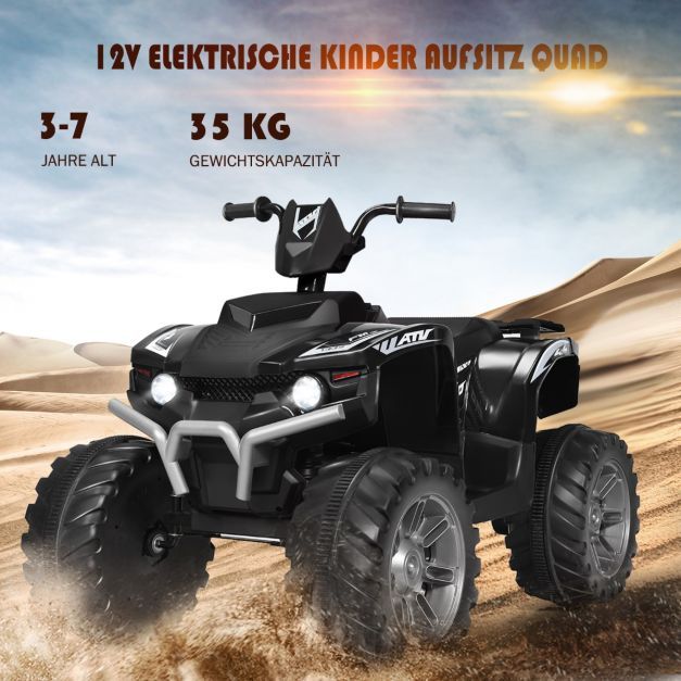12V Elektro Kinderquad mit Scheinwerfer Mini Elektroquad schwarz