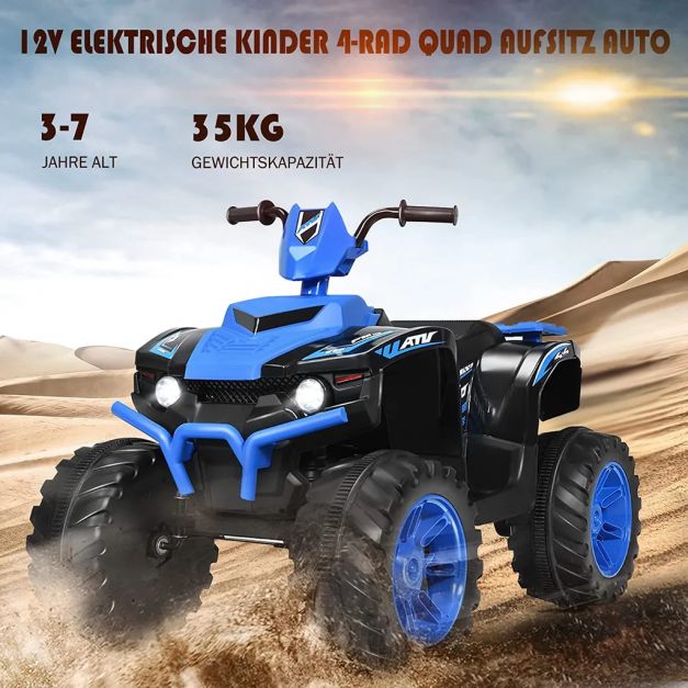 12V Elektro Kinderquad mit Scheinwerfer Mini Elektroquad blau