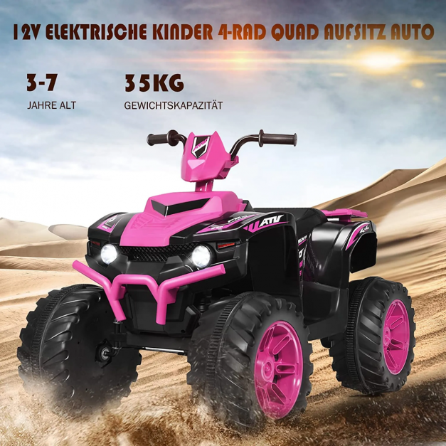 12V Elektro Kinderquad mit Scheinwerfer Mini Elektroquad rosa