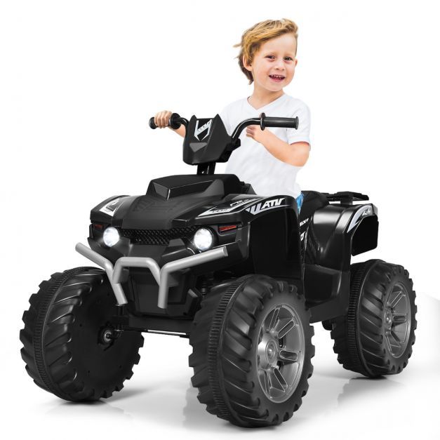 12V Elektro Kinderquad mit Scheinwerfer Mini Elektroquad schwarz