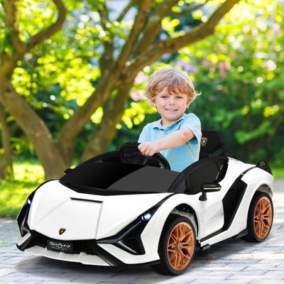 2V Lamborghini Kinder Elektroauto mit 2,4G-Fernbedienung Kinderauto 3-5km/h mit MP3 weiss
