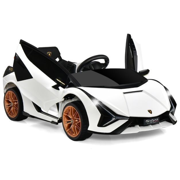 2V Lamborghini Kinder Elektroauto mit 2,4G-Fernbedienung Kinderauto 3-5km/h mit MP3 weiss
