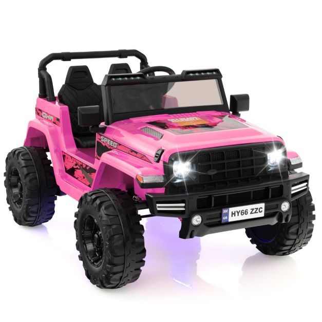 24V 2 Sitzer Kinder Elektroauto mit Fernbedienung &amp; Musik &amp; Hupe &amp; LED-Leuchten Kinderauto rosa
