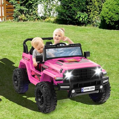 24V 2 Sitzer Kinder Elektroauto mit Fernbedienung &amp; Musik &amp; Hupe &amp; LED-Leuchten Kinderauto rosa
